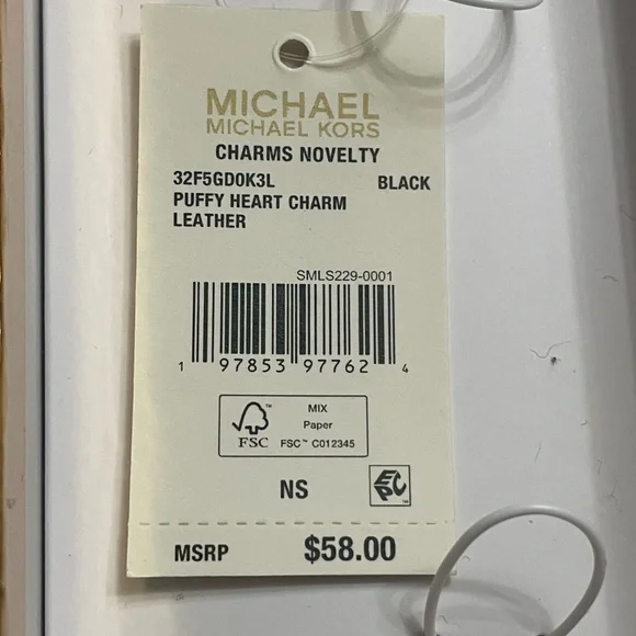 Michael Kors Black Leather Heart Charm - Picture 2 of 4